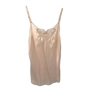 Vintage Olga Camisole Women S Peach Lace Trim Satin Lingerie Coquette Romantic